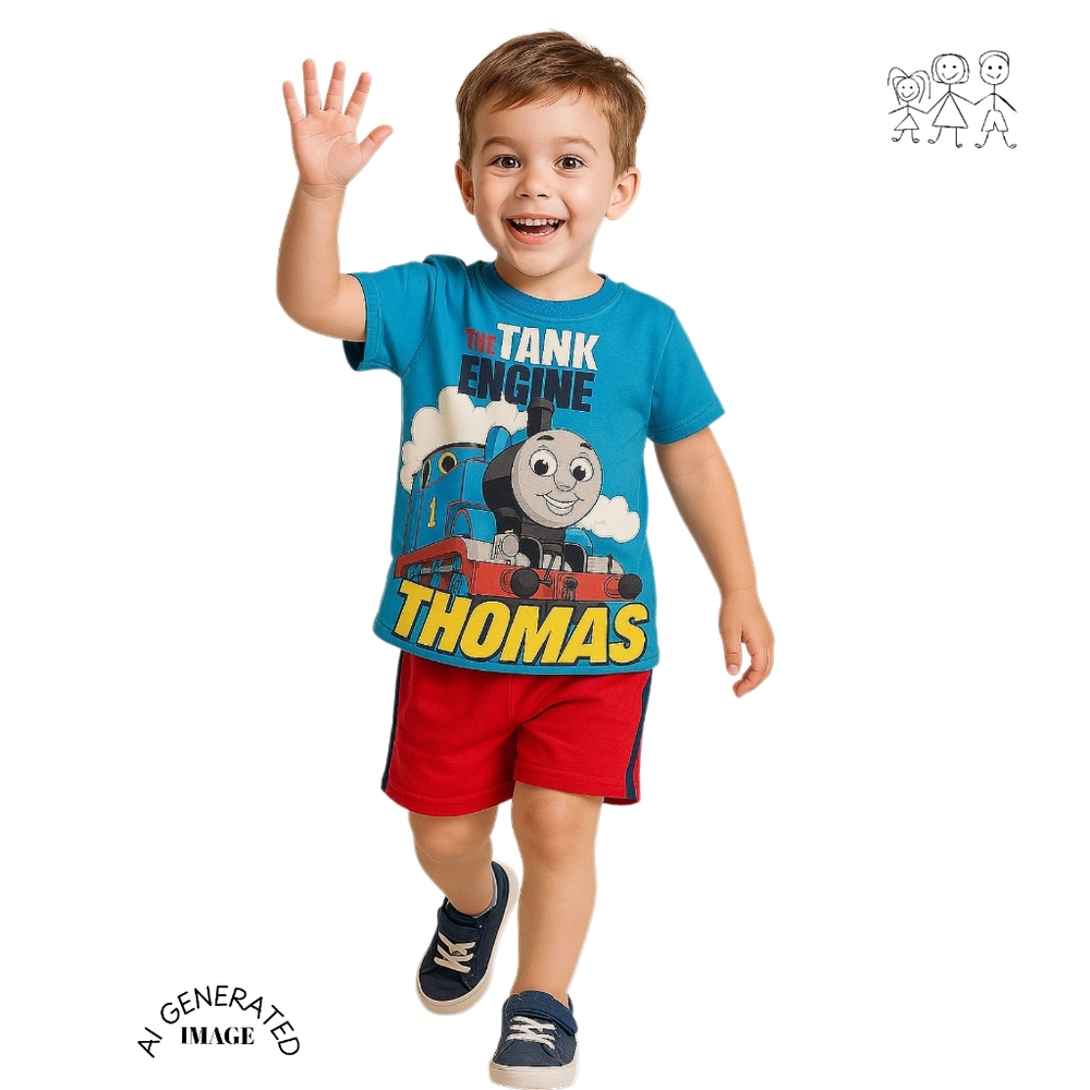 THOMAS & FRIENDS TANK ENGINE GRAPHIC TEE & MESH SHORTS SET BOY'S 3T